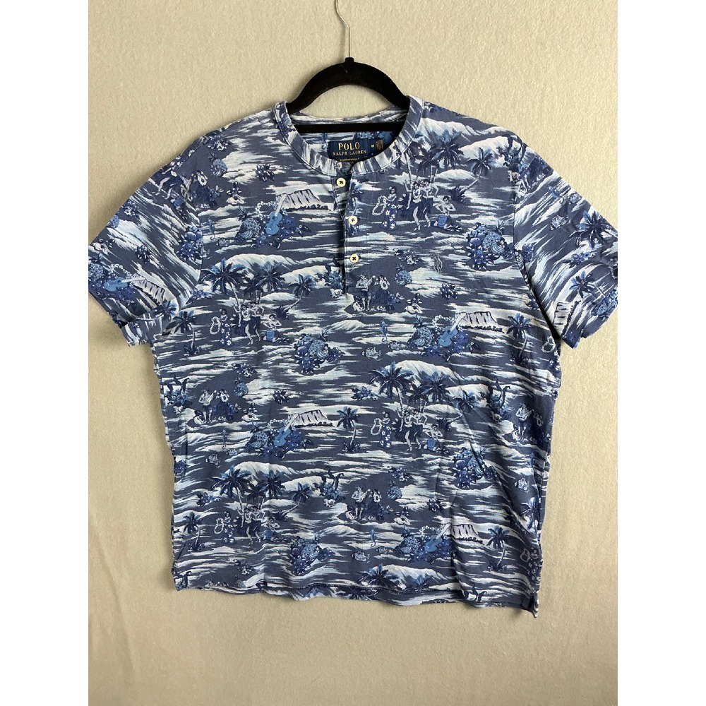 Polo Ralph Lauren T‎ Shirt Men's Medium Hawaiian Print Featherweight Mesh Shirt